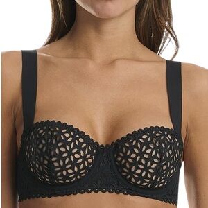 WOLFORD women’s black ETOILE Balconette underwire bra size 80B/36B NWT
